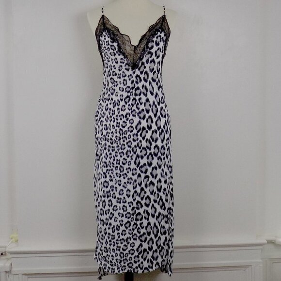 new with tags! Victoria's Secret leopard flowy slip dress lingerie midi slit - Picture 4 of 7